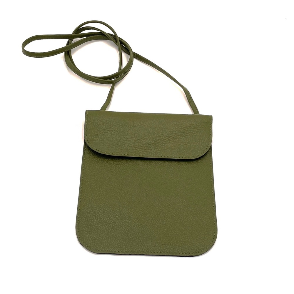 Green leather crossbody bag